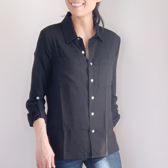NWT CLASSIC SOFT LONG SLEEVES BUTTON SHIRT - BLACK - Picture 7 of 9